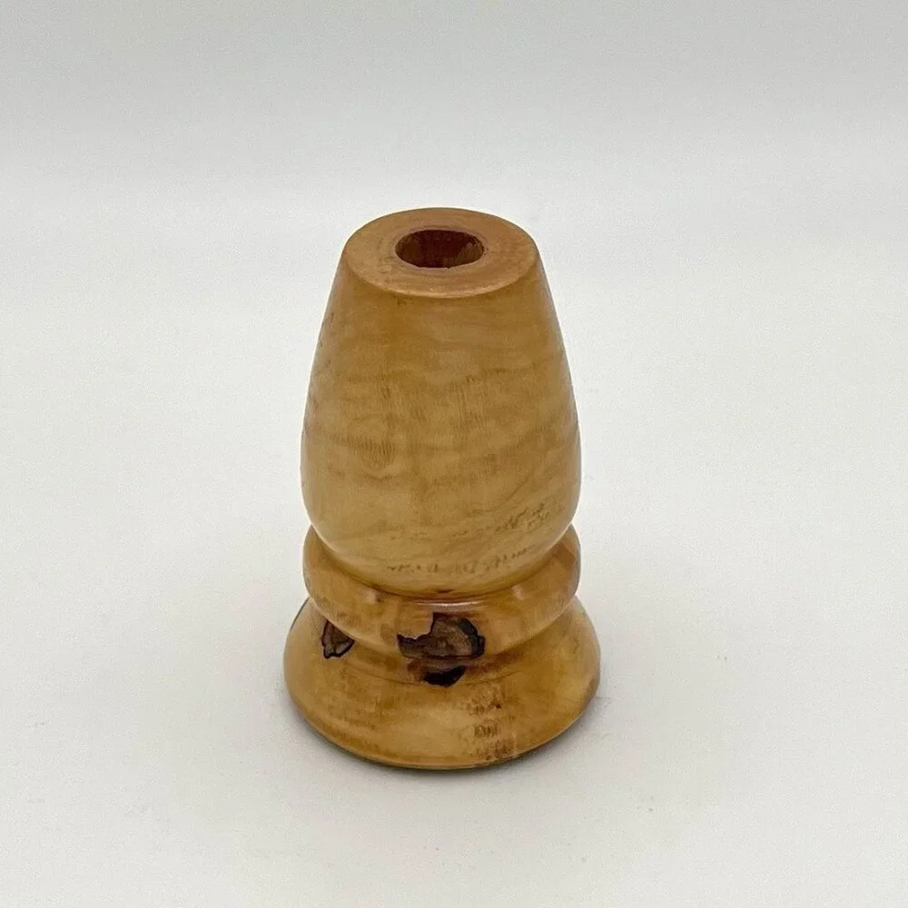 Handmade 3” Turned Wood MCM Bud Vase/ Small Candle Holder Rustic Natural Decor